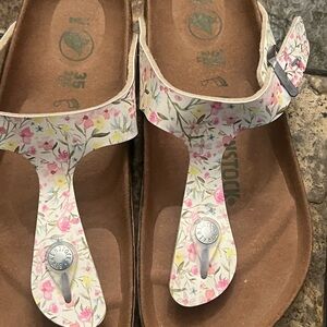 Birkenstock Women's Floral Sandals - Pink and Yellow